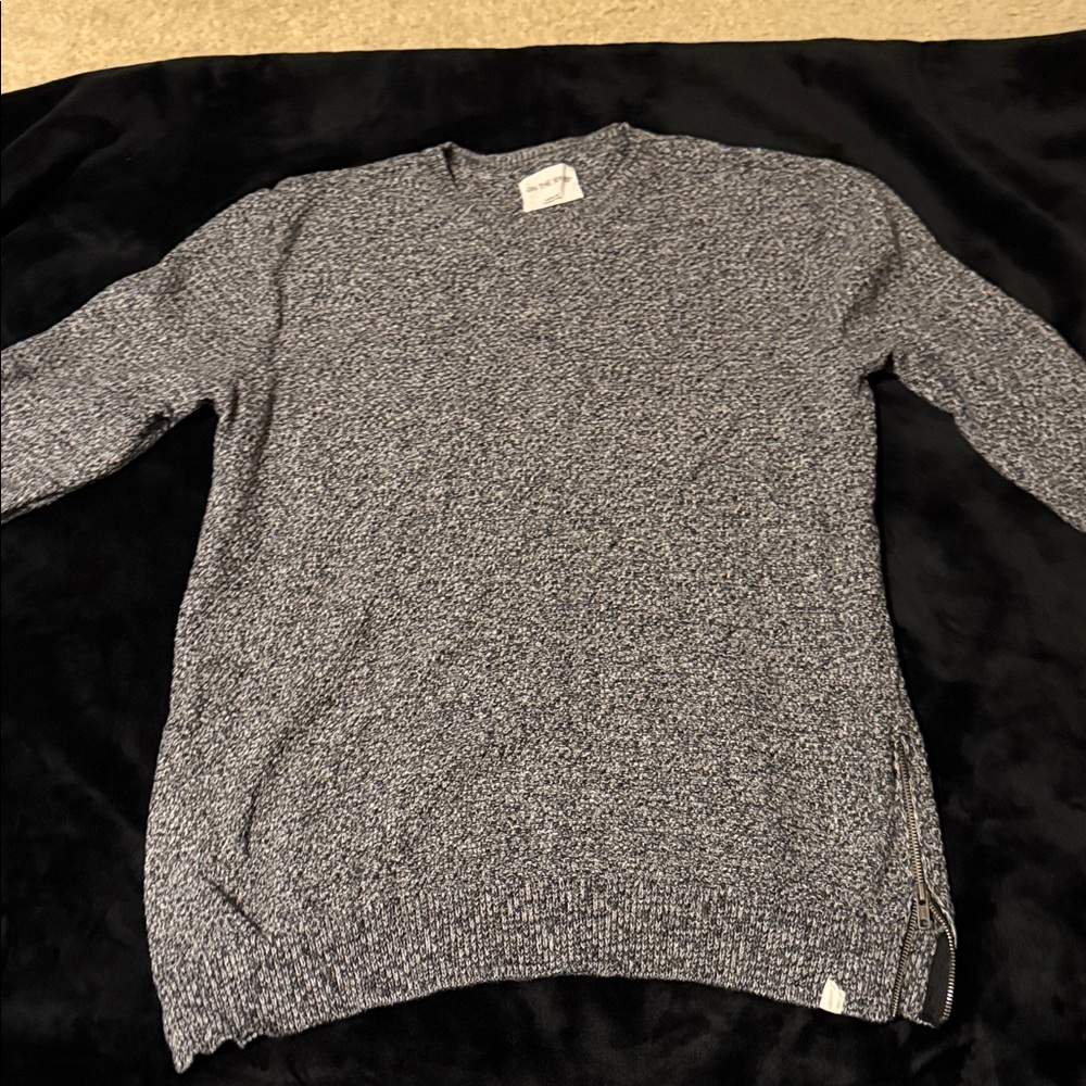 On the Byas Men's Black and White Crewneck Sweater